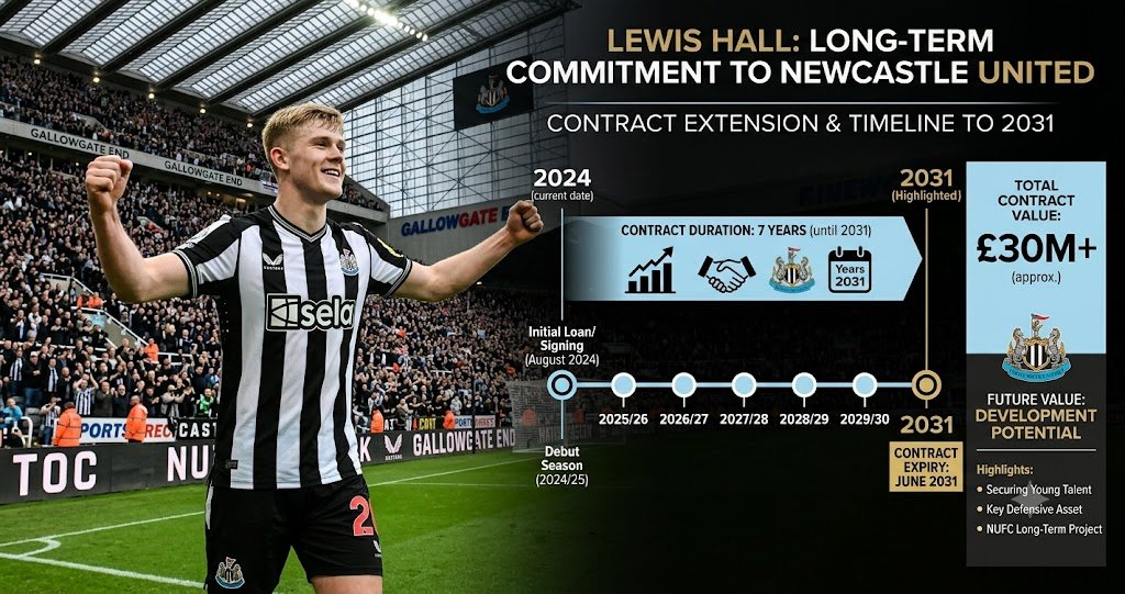 Article Lewis Hall Latest News: Newcastle Secures Defender on Deal Through 2031